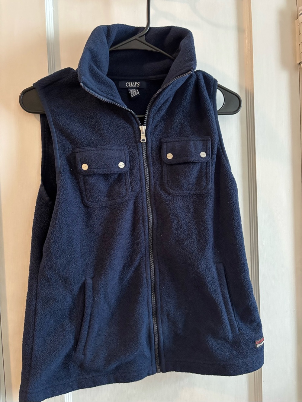 Chaps Sport Navy Blue Full Zip Fleece Vest Petite Small